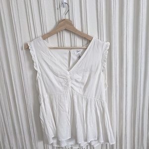 White Swiss Dot Babydoll Blouse